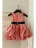 Coral Taffeta Ruffle Skirt Flower Girl Dress